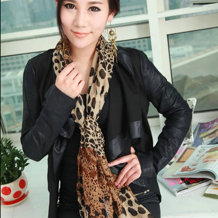 Neue Edle Mode Frauen Lange Weiche Wrap Dame Schal Silk Chiffon Schals Leopard Print Schal Alle-spiel Dame Weichen Schal