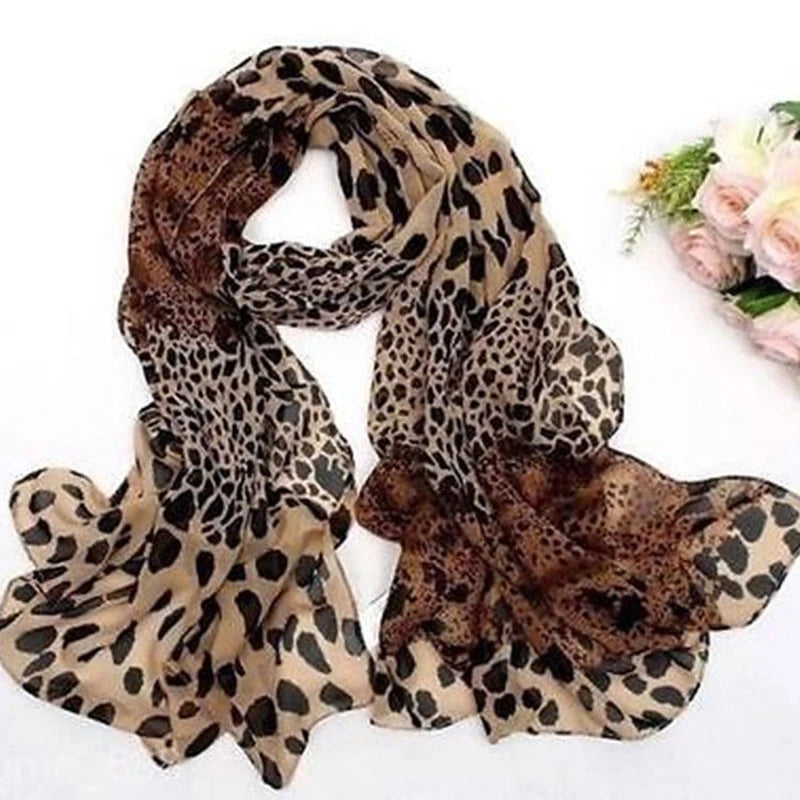 Neue Edle Mode Frauen Lange Weiche Wrap Dame Schal Silk Chiffon Schals Leopard Print Schal Alle-spiel Dame Weichen Schal