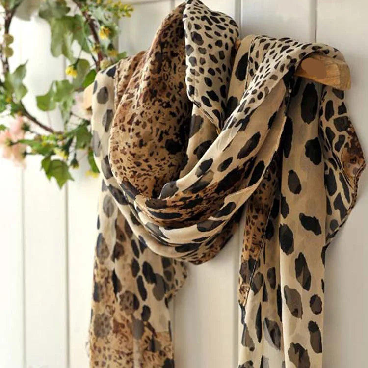 Neue Edle Mode Frauen Lange Weiche Wrap Dame Schal Silk Chiffon Schals Leopard Print Schal Alle-spiel Dame Weichen Schal