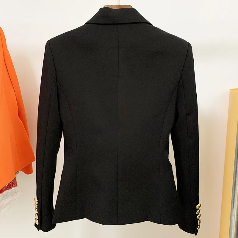 TOP-QUALITÄT Neue Mode 2024 Designerjacke Damen Klassisch Zweireihig Metall Löwenknöpfe Blazer Außengröße S-5XL