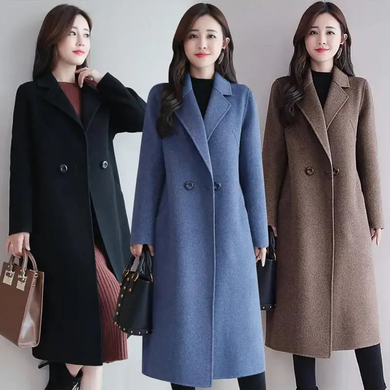 2022 herbst Winter Neue Mode Wolle Mantel Frauen Luxus Marke Lange Lose Zweireiher Sehr Warme Wolle Mantel Elegante Plus Größe 3XL