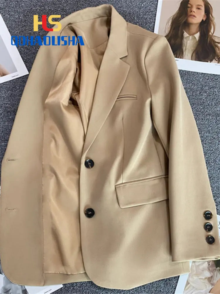 Damenjacke Neu in der koreanischen Mode Kleines Anzugoberteil Brauner Anzugmantel Kleidung Lockeres gerades Temperament Schlanker Blazer für Frauen