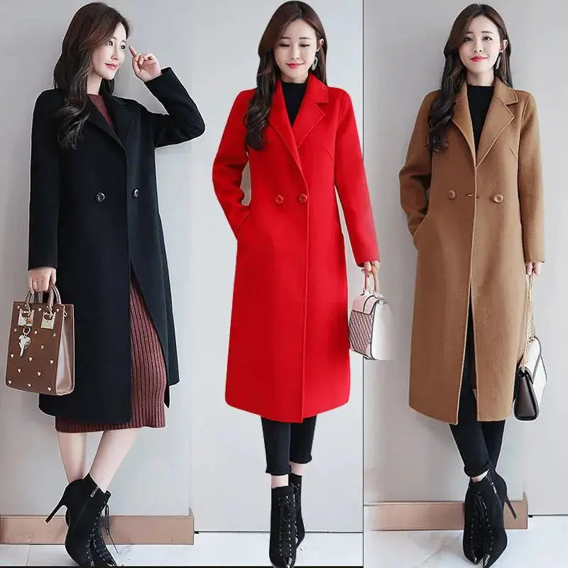 2022 herbst Winter Neue Mode Wolle Mantel Frauen Luxus Marke Lange Lose Zweireiher Sehr Warme Wolle Mantel Elegante Plus Größe 3XL