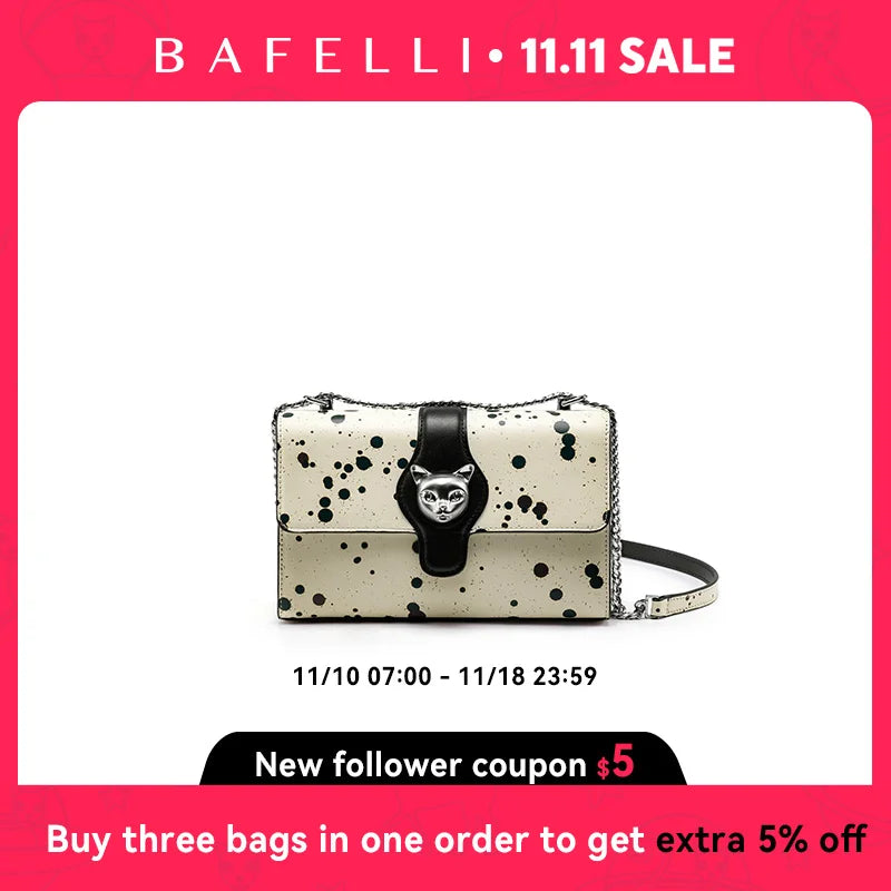 NEW WOMEN'S HANDBAGS BAFELLI 2024 TREND MESSENGER BAGS FOR WOMEN SHOULDER GENUINE LEATHER CAT LUXURY BRAND DESIGNER STYLE