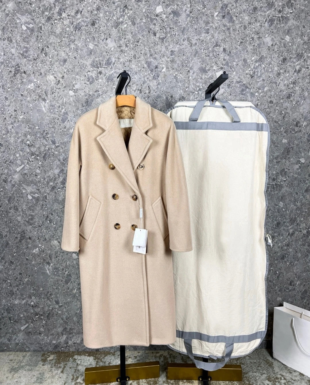 High-end Winter Cashmere Coat Women Camel Color Long Black Wool Coat Classic Double-breasted Lace-up Coat Gray Red Coat Female