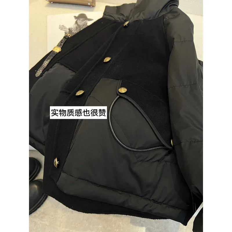 Cotton Padded Jacket Women Casual Loose Black Coat Winter Oversize Thick Warm Parkas Lady Fashion Super Hot Stand Collar Jacket