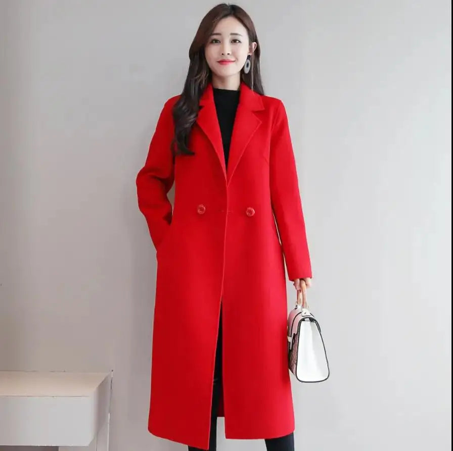 2022 herbst Winter Neue Mode Wolle Mantel Frauen Luxus Marke Lange Lose Zweireiher Sehr Warme Wolle Mantel Elegante Plus Größe 3XL