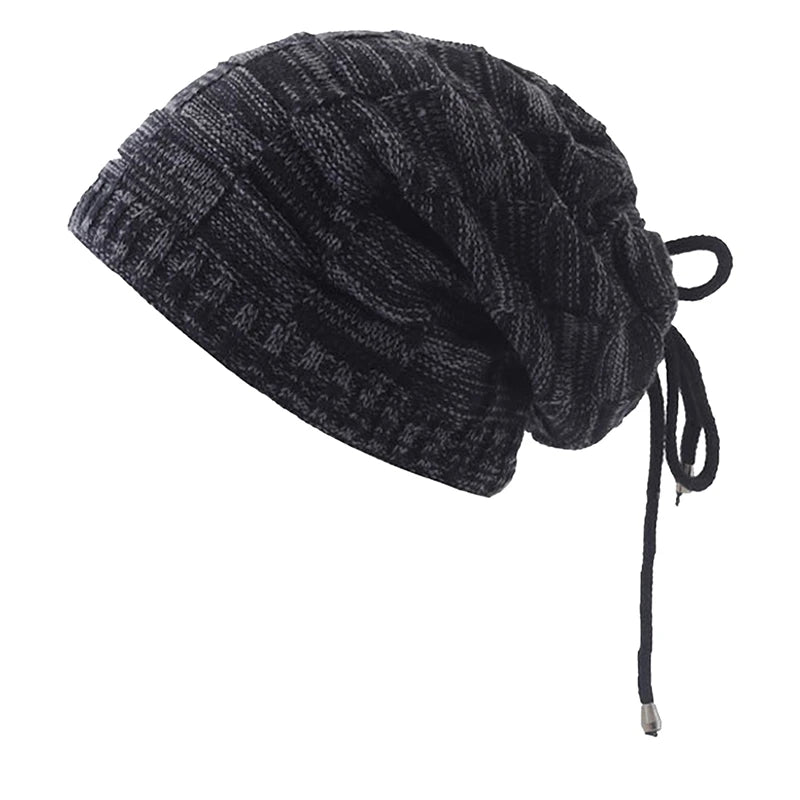 Herbst Winter Warme Strickmütze Bommelmützen Männer Frauen Bandana Baotou Kordelzug Kappe Schal Dicke Warme Weiche Beanie Skullies Kopf Hals